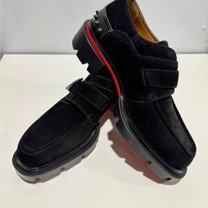 Christian Louboutin Black sued handmade mens shoes